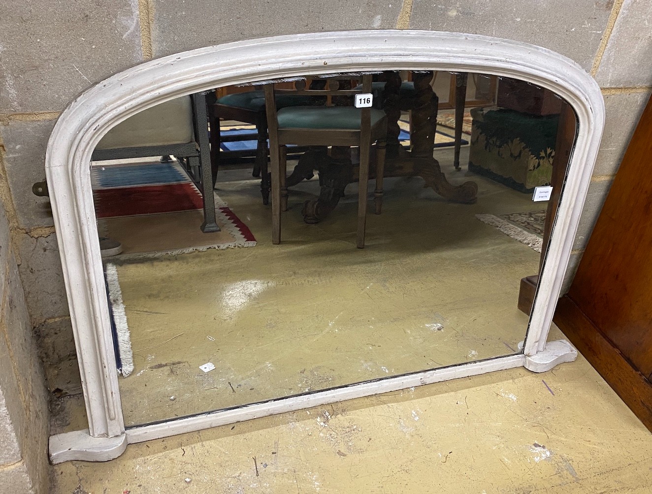 A Victorian later painted overmantel mirror, width 130cm, height 84cm